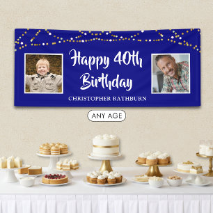 Banderoles Guirlande Lumineuse pour 40e Anniversaire Nom Bleu
