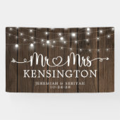 Banderoles Guirlande lumineuse rustique Mr Mrs cœur en bois p (Horizontal)