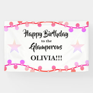 Banderoles Guirlande Rose de Lumières Glamporous Joyeux Anniv