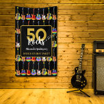 Banderoles Guitare 50th Birthday Party Ajouter un nom<br><div class="desc">Aménagez l'atmosphère pour la parfaite fête du 50ème anniversaire de 50 rochers avec cette cool guitare colorée thème cinquantième bannière de fête avec typographie or moderne pour personnaliser avec le nom de l'homme ou des femmes d'anniversaire sur un arrière - plan noir. Idéal pour une soirée rock and roll avec...</div>