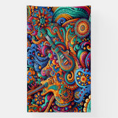 Banderoles Guitares en mandala style batik (Verticale)