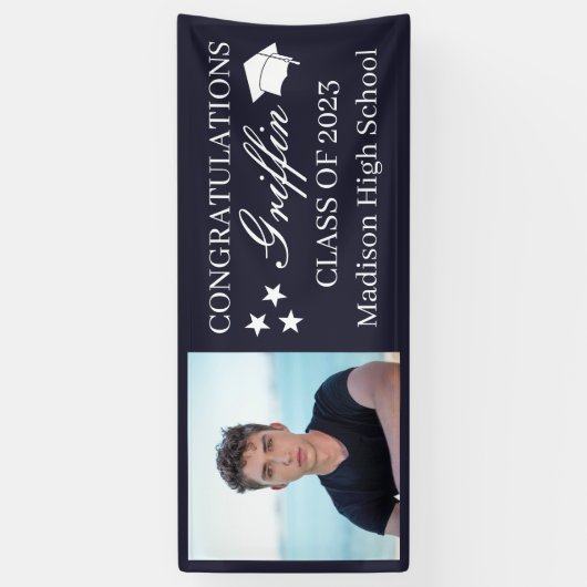 Banderoles Guy Grad Modern Graduate Photo personnalisée (Vertical)