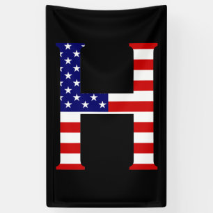 Banderoles H Monogramme superposé sur le drapeau américain (v