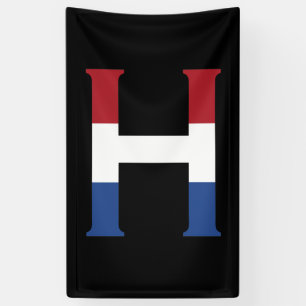 Banderoles H Monogramme superposé sur le drapeau de la LND su