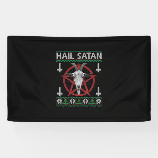 Banderoles Hail Satan Tête de chèvre Pentagram Funny Satanic
