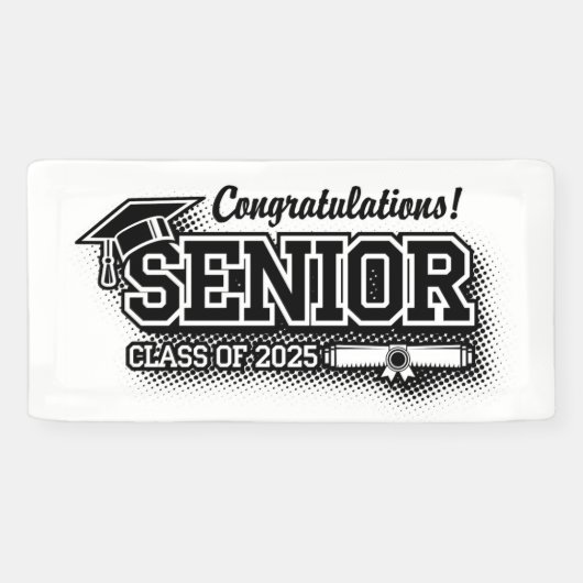 Banderoles Halftone Retro Congrats Classe supérieure de 2025 (Horizontal)