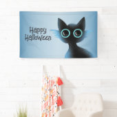 Banderoles Halloween Big Eyes Black Blue Evil Chat (En situation)