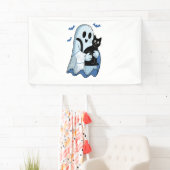 Banderoles Halloween bleu Denim Ghost et chat (En situation)