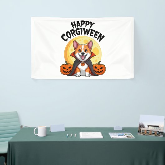 Banderoles Halloween Corgiween, Chien de Corgi Éffrayant (Salon professionnel)