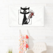 Banderoles Halloween de baseball de chat noir (En situation)