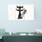 Banderoles Halloween de baseball de chat noir (Salon professionnel)