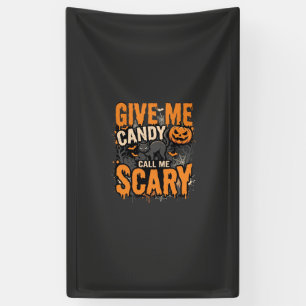 Banderoles Halloween Donnez-moi des bonbons Chat effrayant