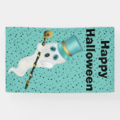 Banderoles Halloween Fancy Ghost Top Hat Gold Stars crâne (Horizontal)