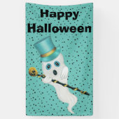 Banderoles Halloween Fancy Ghost Top Hat Gold Stars crâne (Vertical)