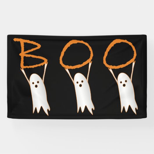 Banderoles Halloween fantômes fantaisistes "BOO" (Horizontal)