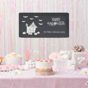Banderoles Halloween la nuit avec Haunted House, chauves-sour