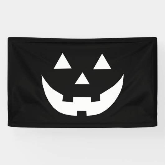 Banderoles Halloween noir blanc Jack-o'-lantern effrayant (Horizontal)