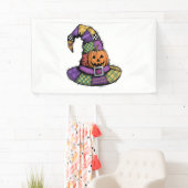 Banderoles Halloween Patchwork Witch Casquette Éffrayant (En situation)