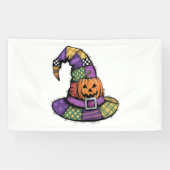 Banderoles Halloween Patchwork Witch Casquette Éffrayant (Horizontal)