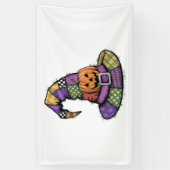 Banderoles Halloween Patchwork Witch Casquette Éffrayant (Vertical)