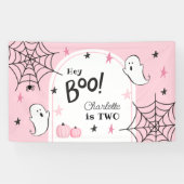 Banderoles Halloween rose Anniversaire mignon Fantôme Hey Boo (Horizontal)