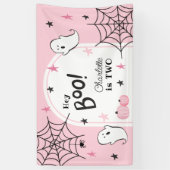 Banderoles Halloween rose Anniversaire mignon Fantôme Hey Boo (Vertical)