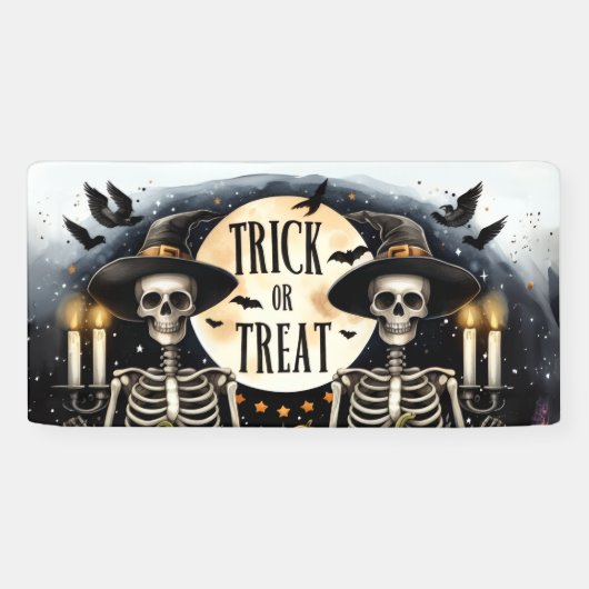Banderoles Halloween Skeleton Duo Party Banner (Horizontal)