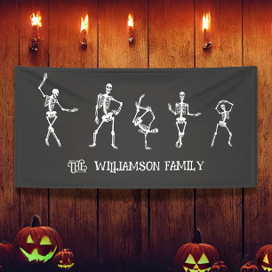 Banderoles Halloween Skeletons Famille 5 Personnalisé Nom de