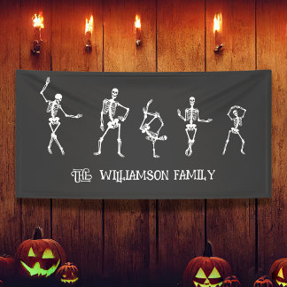 Banderoles Halloween Skeletons Famille 5 Personnalisé Nom de