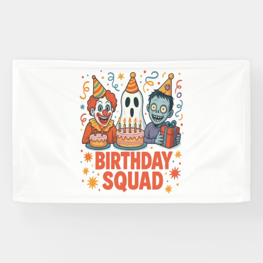 Banderoles Halloween Squad Clown Déplaisant fantôme Zombie Cl (Horizontal)