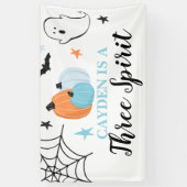 Banderoles Halloween Trois Esprit bleu citrouilles 3e anniver (Vertical)