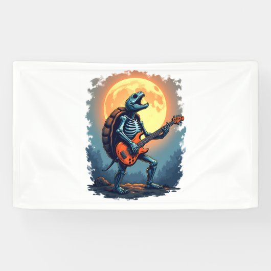 Banderoles Halloween Turtle Skeleton Rocker Tee pour Music Lo (Horizontal)