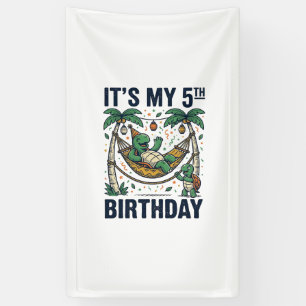 Banderoles Hamac Tortue 5ème Anniversaire Gravure Vintage Des