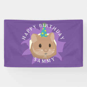 Banderoles Hamster mignon d'anniversaire regardant à travers 
