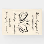 Banderoles hand drawn Couple Swan Whimsical Wedding (Horizontal)