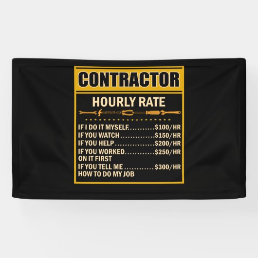 Banderoles Handyman Price Chart Contractor Hourly Rate Labor (Horizontal)
