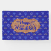 Banderoles Hanoukka Gold Dreidel Star de David Menorah Blue (Horizontal)