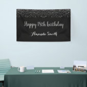 Banderoles Happy 18th Birthday Banner. Black Silver Glitter (Salon professionnel)