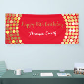 Banderoles Happy 18th Birthday Banner Red Gold Glitter (Salon professionnel)