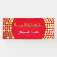Happy 18th Birthday Banner Red Gold Glitter
