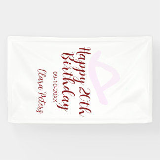 Banderoles Happy 20th birthday pink cowboy girl name date sim