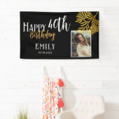 Banderoles Happy 40th Birthday Gold Foliage Photo Backdrop (En situation)