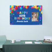 Banderoles Happy 60th Birthday Colorful Balloons Blue (Salon professionnel)