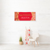 Banderoles Happy 70th Birthday Banner Red Gold Glitter (En situation)