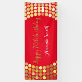 Banderoles Happy 70th Birthday Banner Red Gold Glitter (Vertical)
