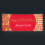 Banderoles Happy 70th Birthday Banner Red Gold Glitter<br><div class="desc">Happy 70th Birthday Banner for Women or man. Red and Gold Glitter Birthday Party Banner. Gold Glitter Confetti. Les Frères noirs et blancs. Printable Digital. For further customization,  please click the "Customize it" button and use our design tool to modify this template.</div>