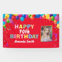 Happy 70th Birthday Colorful Balloons Red