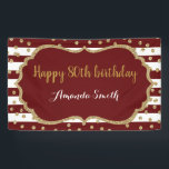 Banderoles Happy 80th Birthday Banner Burgundy Gold Glitter<br><div class="desc">Happy 80th Birthday Banner for women or man. Burgundy and Gold Birthday Party Banner. Gold Glitter Confetti. Burgundy and White Stripes. Printable Digital. For further customization,  please click the "Customize it" button and use our design tool to modify this template.</div>