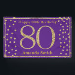 Banderoles Happy 80th Birthday Banner Purple and Gold Glitter<br><div class="desc">Happy 80th Birthday Banner Purple and Gold Glitter Confetti. Printable Digital. For further customization,  please click the "Customize it" button and use our design tool to modify this template.</div>