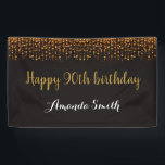 Banderoles Happy 90th Birthday Banner. Black and Gold Glitter<br><div class="desc">Happy 90th Birthday Banner for women or man. Black and Gold Glitter Birthday Party Banner. Gold Glitter Confetti. Black and White Stripes. Printable Digital. For further customization,  please click the "Customize it" button and use our design tool to modify this template.</div>
